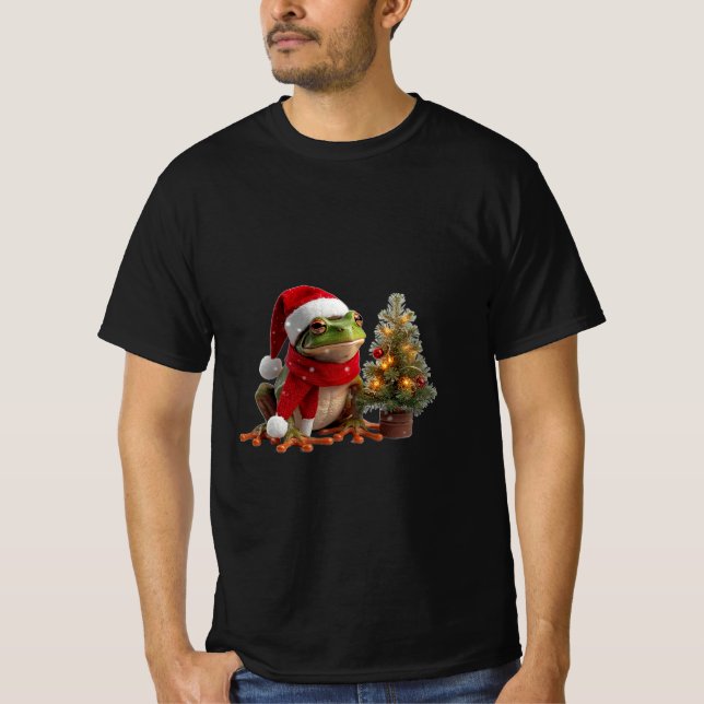Santa Frog Christmas Design T-Shirt (Front)