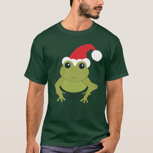Santa Frog Green Christmas T_Shirt