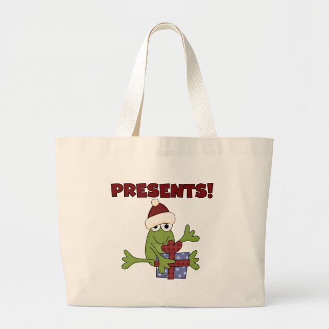 Santa Frog Tshirts and Gifts Large Tote Bag (Front)