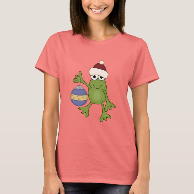Santa Frog with Ornament Tshirts and Gifts (Front)