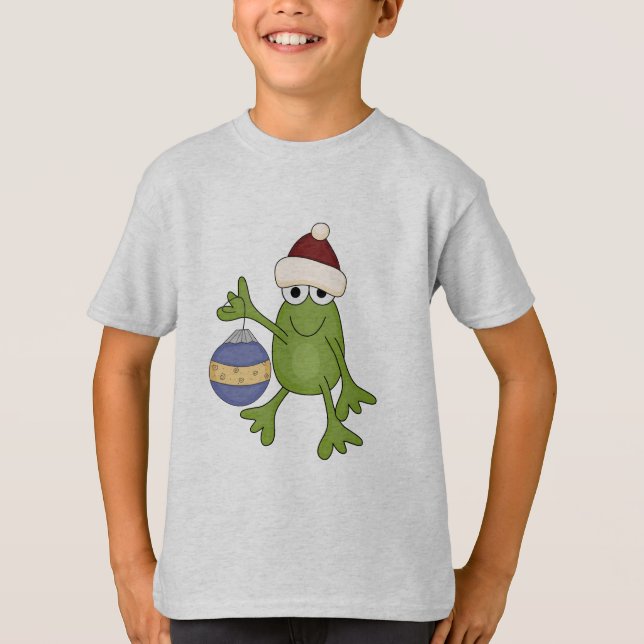 Santa Frog with Ornament Tshirts and Gifts (Front)
