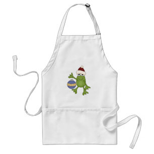 Santa Frog with Ornament Tshirts and Gifts Adult Apron