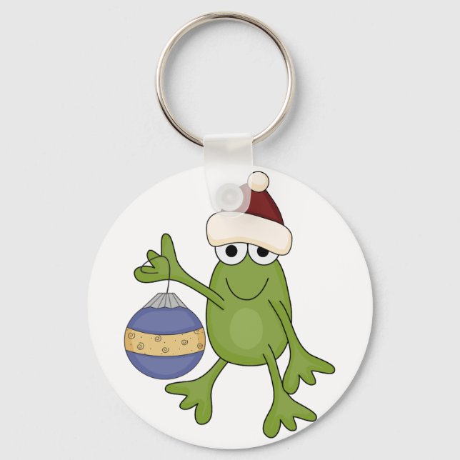Santa Frog with Ornament Tshirts and Gifts Keychain (Front)