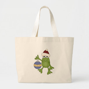 Santa Frog with Ornament Tshirts and Gifts Large Tote Bag