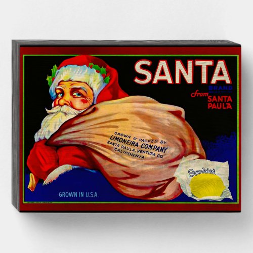 Santa from Santa Paula Lemons packing label Wooden Box Sign