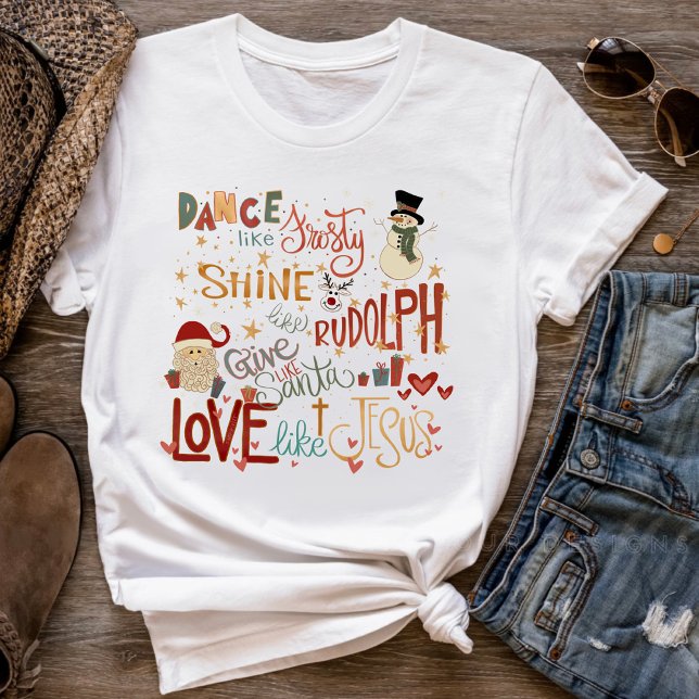 Santa Frosty Rudolph Jesus Quote Christmas Holiday T-Shirt (Creator Uploaded)