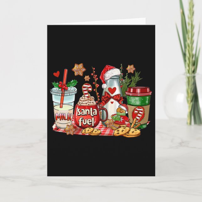 Santa Fuel Coffee Cups Merry Christmas Coffee Drin Card (Front)