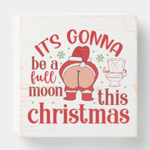 Santa Full Moon Christmas Wooden Box Sign