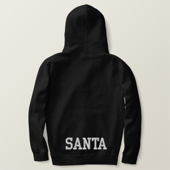 SANTA Fun & Playful Sports Font Embroidered Hoodie (Design Back)