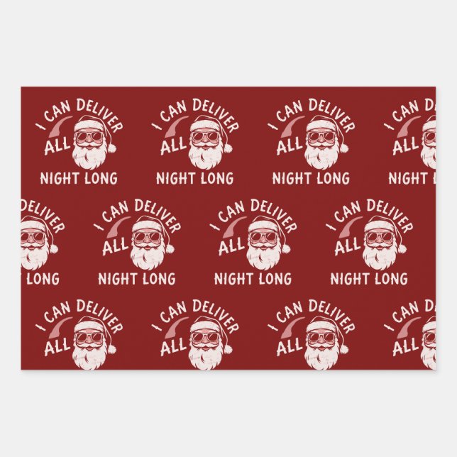 Santa Funny Christmas Party Xmas Guys Joke  Wrapping Paper Sheets (Front)