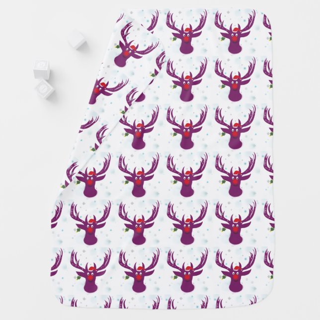 Santa Funny Reindeer Baby Blanket (In Situ)