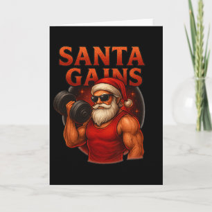 Santa Gains Funny Christmas Workout Design  Card