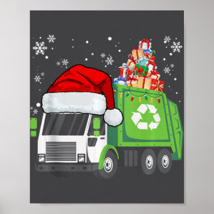 Santa Garbage Truck Carrying Christmas Family Matc Poster