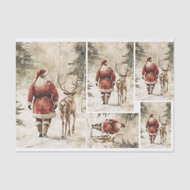 Santa Gathering the Reindeer Tissue Paper (Front)
