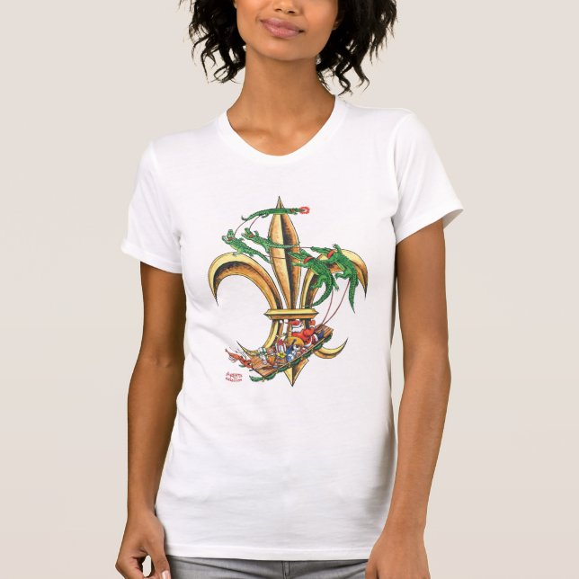 Santa & Gators Fleur-de-lis Christmas T-shirt (Front)