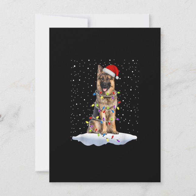 Santa German Shepherd Christmas Lights Dog Mom X-m Invitation (Front)