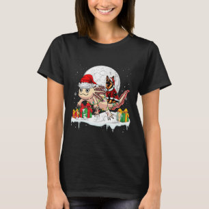 Santa German Shepherd Riding Axolotl Christmas Own T-Shirt