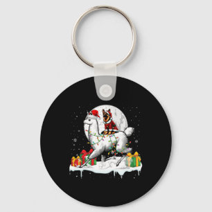 Santa German Shepherd Riding Llama Christmas Owner Keychain