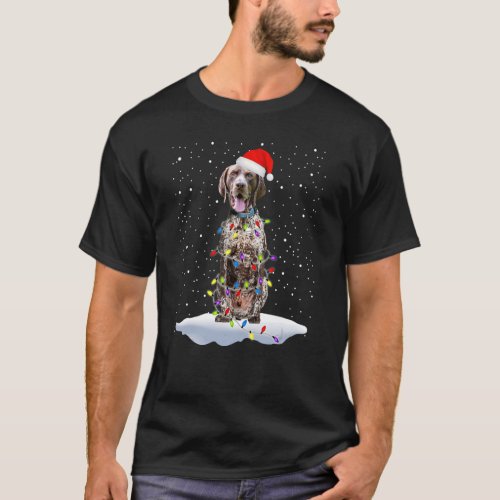 Santa German Shorthaired Pointer Tangled In Christ T_Shirt