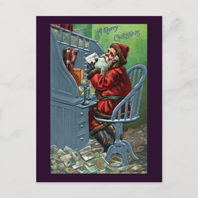 Santa Gets a Lot of Mail Holiday Postcard (Front)