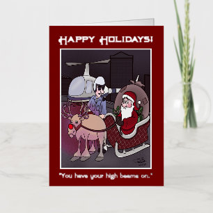 Santa Gets A Ticket Folded Foil Greeting Card