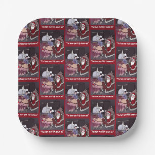 Santa Gets A Ticket Square Plate