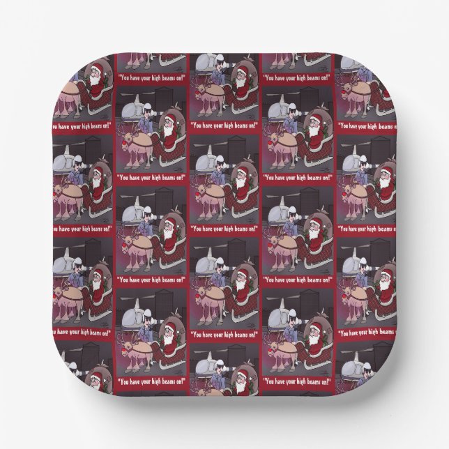 Santa Gets A Ticket Square Plate (Front)