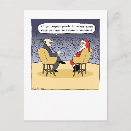 Santa Gets Some Advice  Christmas Therapy Holiday Postcard