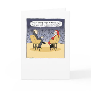 Santa Gets Some Advice Humorous Christmas Cartoon Holiday Card