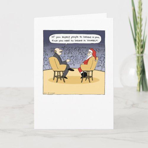 Santa Gets Some Advice Humorous Christmas Cartoon Holiday Card