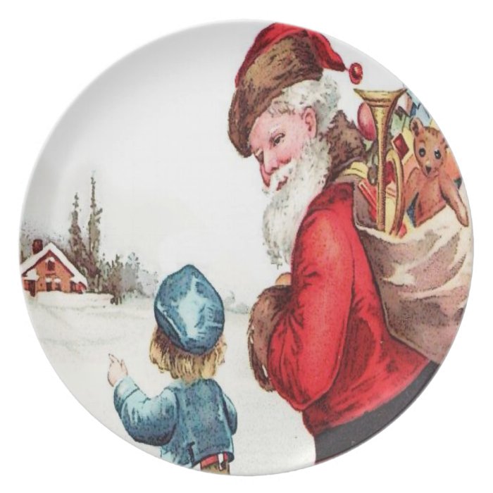 Santa Getting Directions Dinner Plate