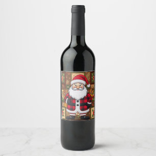 Santa Gift Bag Wine Label
