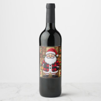 Santa Gift Bag Wine Label