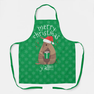 Santa Gift Giving Armadillo Texas Apron