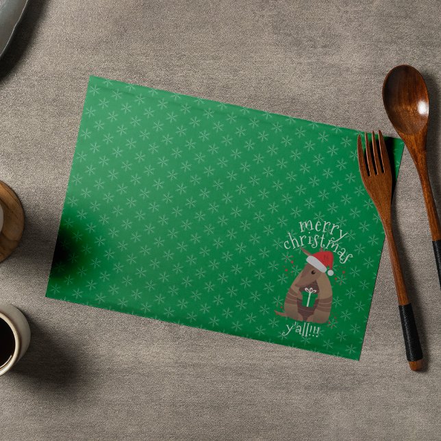 Santa Gift Giving Armadillo Texas Cloth Placemat (Creator Uploaded)