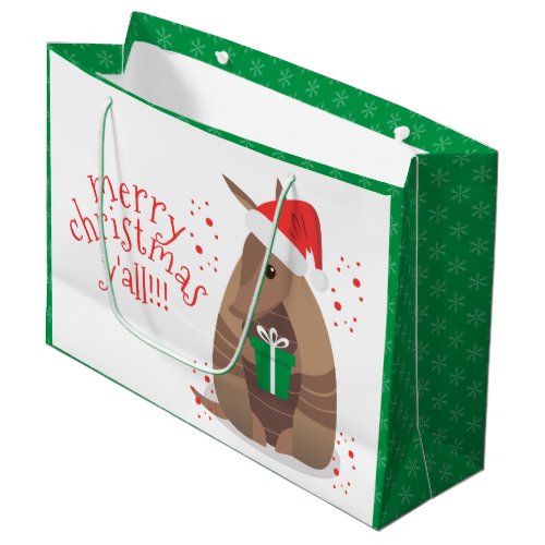 Santa Gift Giving Armadillo Texas Large Gift Bag