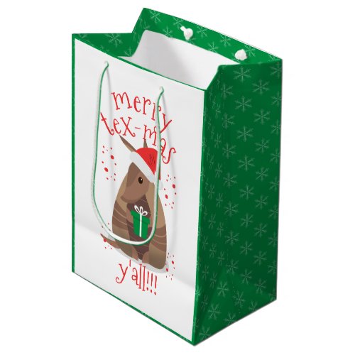 Santa Gift Giving Armadillo Texas Medium Gift Bag
