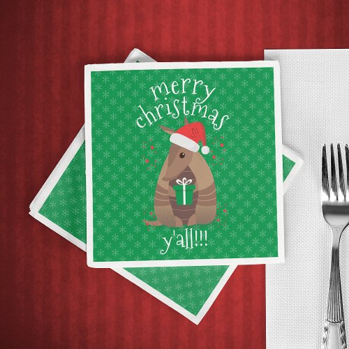 Santa Gift Giving Armadillo Texas Napkins