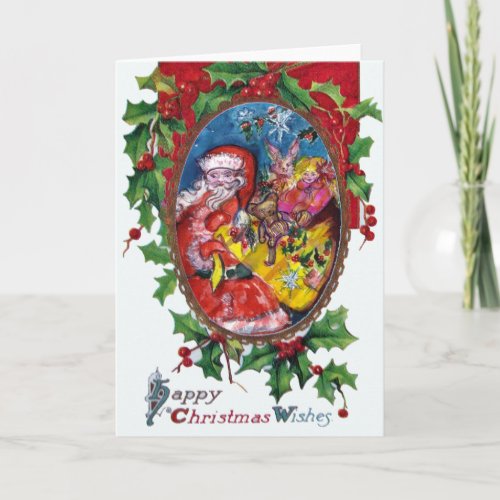 SANTAGIFT SACKTOYS HOLLYBERRY CHRISTMAS CROWN HOLIDAY CARD