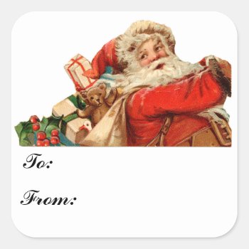 Santa Gift Tag Sticker by christmas_tshirts at Zazzle