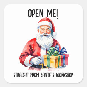 Santa Gift Tag Sticker – ‘Open Me! Straight from