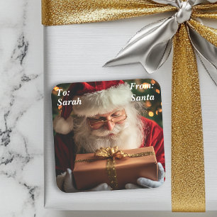 Santa Gift To From Children Child Square Sticker