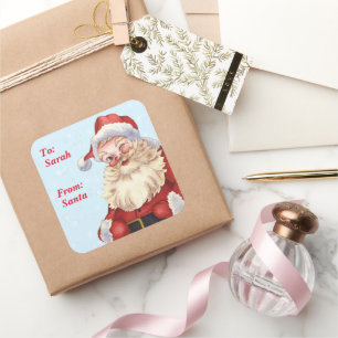 Santa Gift To From Watercolor Square Sticker
