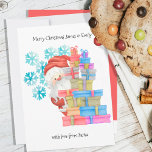 Santa Gifts and Snowflakes Cute Personalized Kids Holiday Card<br><div class="desc">Personalized Christmas Card for kids .. from Santa (editable). The design features a cute illustration of Santa peeking out from a stack of gift wrapped presents and decorated with snowflakes. The template is set up for you to customize all of the wording to suit. It is lettered with whimsical typography...</div>