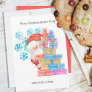 Santa Gifts and Snowflakes Cute Personalized Kids Holiday Card