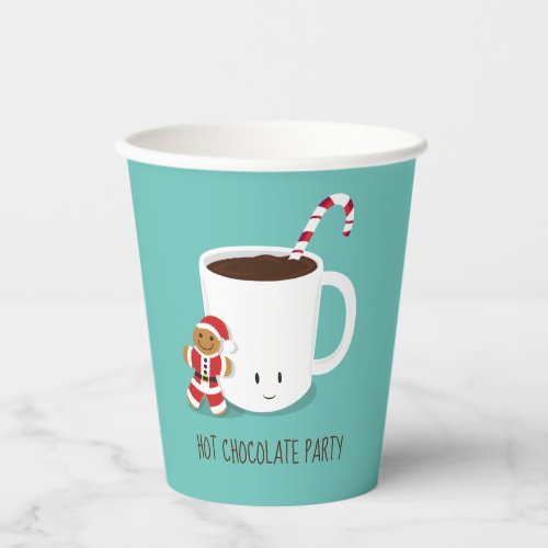 Santa Gingerbread Christmas Hot Chocolate Party Paper Cups