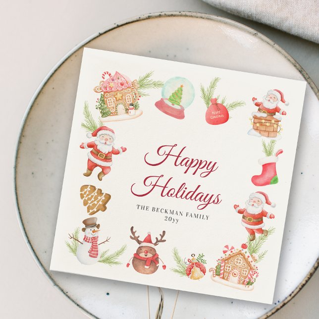 Santa Gingerbread House Xmas Holiday Party Napkins (Santa Gingerbread House Xmas Holiday Party Napkins)