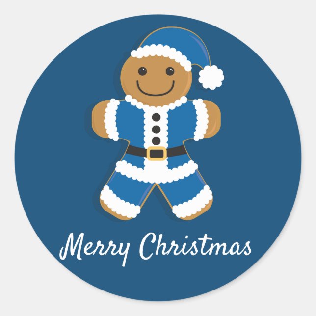 Santa Gingerbread Man Blue | Sticker (Front)