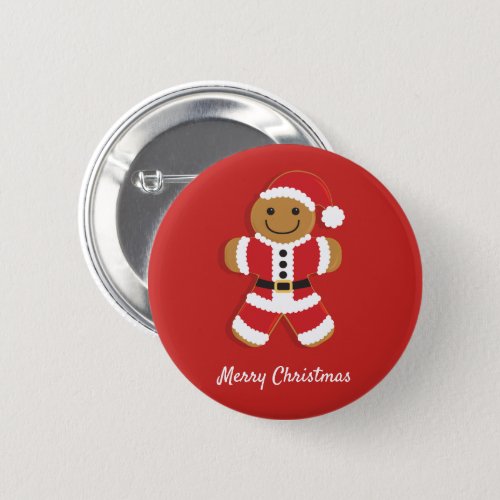 Santa Gingerbread Man  Button