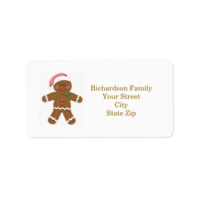Santa gingerbread man Christmas address label (Front)